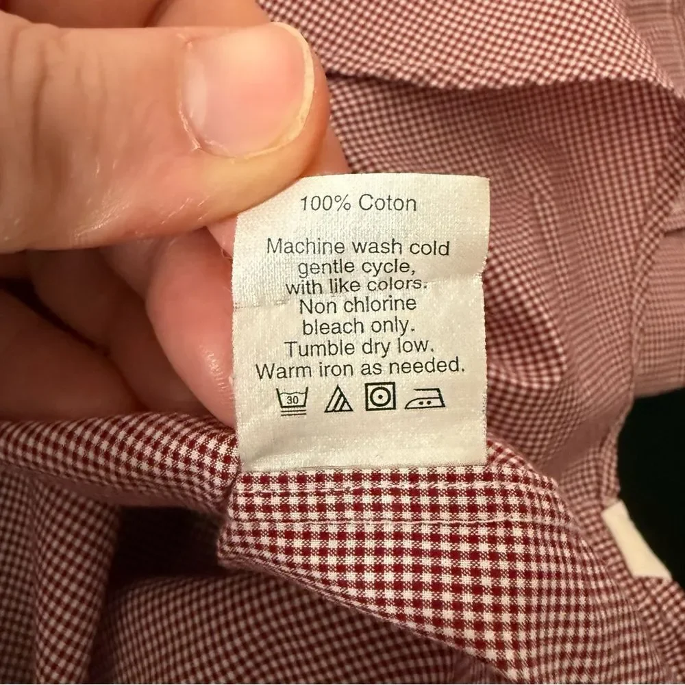 Thomas Mason J Crew Shirt Mens Sz L Red Gingham Checkered Long Sleeve Office